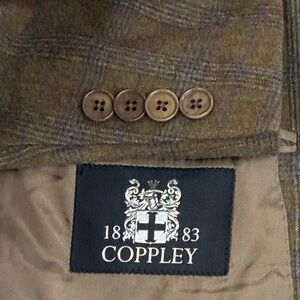 Coppley Sport Coat Mens 40R Brown Gray Red Glen check Wool Cashmere Blazer